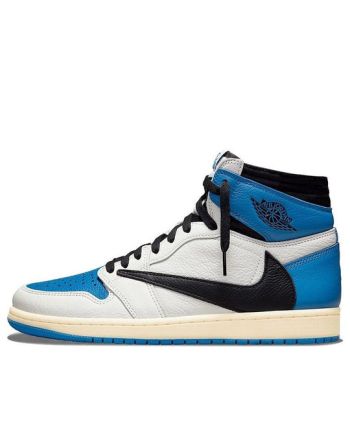 Nike Fragment Design x Travis Scott x Air Jordan 1 Retro High ??Sail Black Military Blue?? DH3227-105